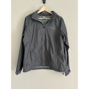 Columbia Omni-Tech Nylon Rain Jacket Women's Xl Black Hooded Outdoors Gorpcore